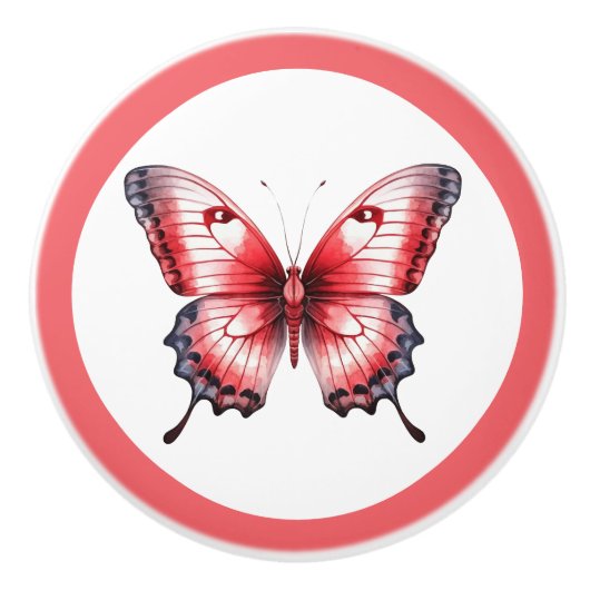 Moderne Rood Vlinder Mooie Meisjes Laadknop Keramische Knop (Voorkant)