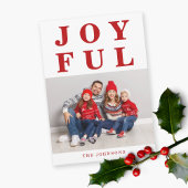 Moderne Rood Vrolijke Foto Kerstmis Feestdagenkaart