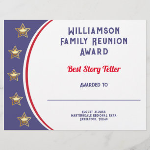 Moderne Rood Wit Blauw Familie Reunion Award Briefhoofd