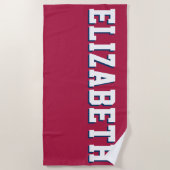 Moderne Rood Wit Blauw Gepersonaliseerde Naam Strandlaken (Voorkant)