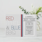 Moderne Rood Wit en Blauw BBQ | 4 juli Partij Kaart (Staand voorkant)