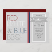 Moderne Rood Wit en Blauw BBQ | 4 juli Partij Kaart (Voorkant / Achterkant)