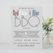 Moderne Rood Wit en Blauw BBQ | 4 juli Partij Kaart (Staand voorkant)