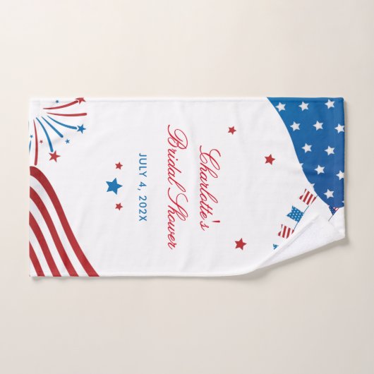 Moderne Rood Wit en Blauw Bruidsdouche Aangepast Handdoek (Handdoek)