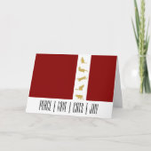 Moderne Rood Wit Goud Kat Kerstmis Feestdagen Kaart (Voorkant)