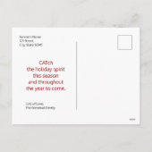 Moderne Rood Wit Goud Kat Kerstmis Feestdagenkaart (Achterkant)