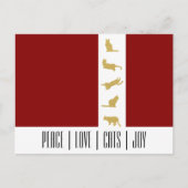 Moderne Rood Wit Goud Kat Kerstmis Feestdagenkaart (Voorkant)