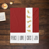 Moderne Rood Wit Goud Kat Kerstmis Fleece Deken