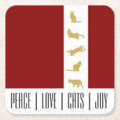 Moderne Rood Wit Goud Kat Kerstmis Kartonnen Onderzetters (Voorkant)