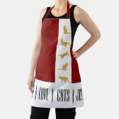 Moderne Rood Wit Goud Kat Kerstmis Schort (Insitu)