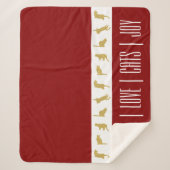 Moderne Rood Wit Goud Kat Kerstmis Sherpa Deken (Voorkant)