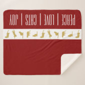 Moderne Rood Wit Goud Kat Kerstmis Sherpa Deken (Voorkant (horizontaal))
