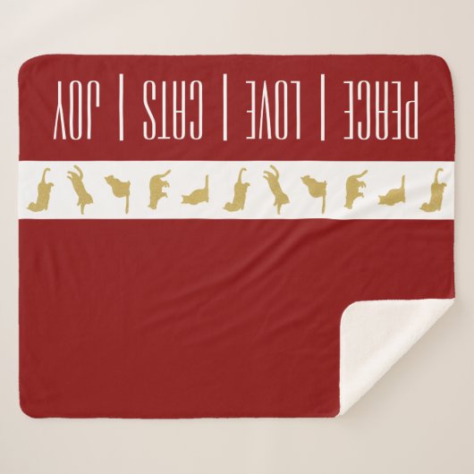 Moderne Rood Wit Goud Kat Kerstmis Sherpa Deken (Voorkant (horizontaal))