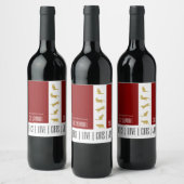 Moderne Rood Wit Goud Kat Kerstmis Wijn Etiket (Flessen)