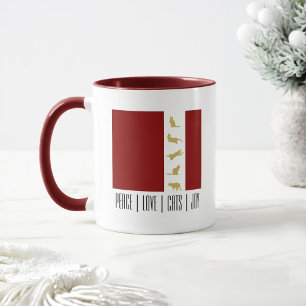 Moderne Rood Wit Goud Kat Liefhebber Kerst Koffie Mok