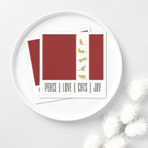 Moderne Rood Wit Goud Kat Liefhebber Kerst Papier