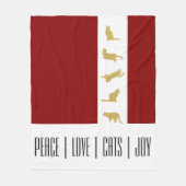 Moderne Rood Wit Goud Katten Kerst Fleece Deken (Voorkant)
