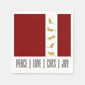 Moderne Rood Wit Goud Katten Kerst Papier Servet (Voorkant)