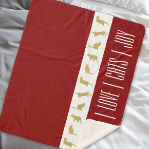 Moderne Rood Wit Goud Katten Kerst Sherpa Deken