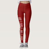 Moderne Rood Wit Goud Katten Kerstmis Leggings (Voorkant)