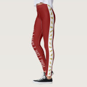 Moderne Rood Wit Goud Katten Kerstmis Leggings (Links)