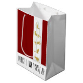 Moderne Rood Wit Goud Katten Kerstmis Medium Cadeauzakje (Voorkant Gekanteld)