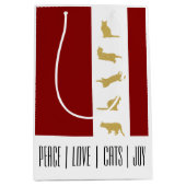Moderne Rood Wit Goud Katten Kerstmis Medium Cadeauzakje (Voorkant)