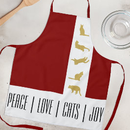 Moderne Rood Wit Goud Katten Kerstmis Schort