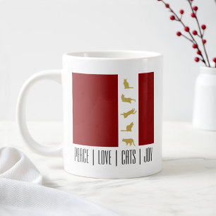 Moderne Rood Wit Goud Kattenliefhebber Kerstmis Grote Koffiekop