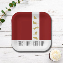 Moderne Rood Wit Goud Kattenliefhebber Kerstmis