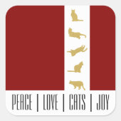 Moderne Rood Wit Goud Kattenliefhebber Kerstmis Vierkante Sticker (Voorkant)