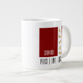Moderne Rood Wit Goud Kerstmis Kat Grote Koffiekop (Voorkant rechts)