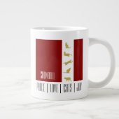 Moderne Rood Wit Goud Kerstmis Kat Grote Koffiekop (Rechts)