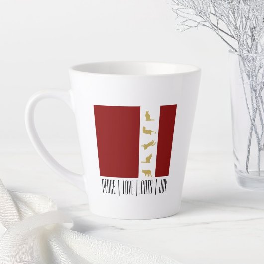 Moderne Rood Wit Goud Kerstmis Kat Latte Mok