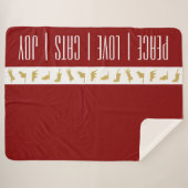 Moderne Rood Wit Goud Kerstmis Kat Sherpa Deken (Voorkant (horizontaal))