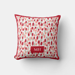 Moderne rood-wit Initialen Monogram Kussen