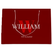 Moderne Rood & Wit Minimalistische Monogrammed Gif Groot Cadeauzakje (Voorkant)