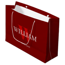 Moderne Rood & Wit Minimalistische Monogrammed Gif Groot Cadeauzakje