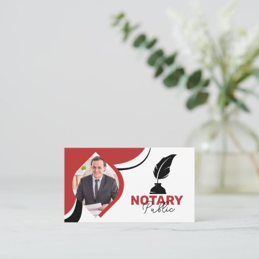 Moderne Rood & Wit Notaris Openbaar & Lening Signi Visitekaartje (Staand voorkant)