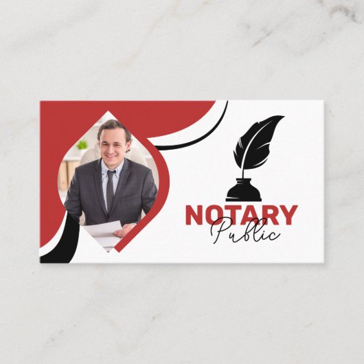 Moderne Rood & Wit Notaris Openbaar & Lening Signi Visitekaartje (Voorkant)