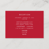 Moderne Rood & Wit Receptie Cash Bar Wedding Encl Informatiekaartje (Voorkant)
