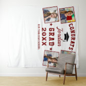 Moderne Rood Witte Afstudeerfeest 4 Photo Booth Ac Wandkleed (In Situ (horizontaal))