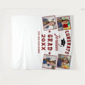 Moderne Rood Witte Afstudeerfeest 4 Photo Booth Ac Wandkleed (Voorkant (horizontaal))