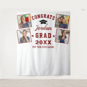 Moderne Rood Witte Afstuderen 4 Fotohokje Achtergr Wandkleed (Voorkant)