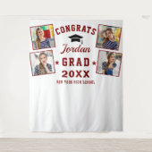 Moderne Rood Witte Afstuderen 4 Photo Booth Achter Wandkleed (Voorkant)