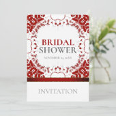 Moderne Rood Witte Batik Bruidsdouche Kaart (Staand voorkant)