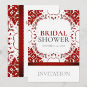 Moderne Rood Witte Batik Bruidsdouche Kaart (Voorkant / Achterkant)