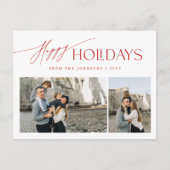 Moderne rood-witte familiefoto Kerstmis Feestdagenkaart (Voorkant)