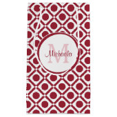 Moderne Rood-Witte Geometrische Monogram en Naam Klein Cadeauzakje (Voorkant)