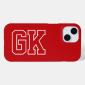 Moderne Rood Witte Monogram Initiaal Letters Case-Mate iPhone Case (Achterkant (horizontaal))